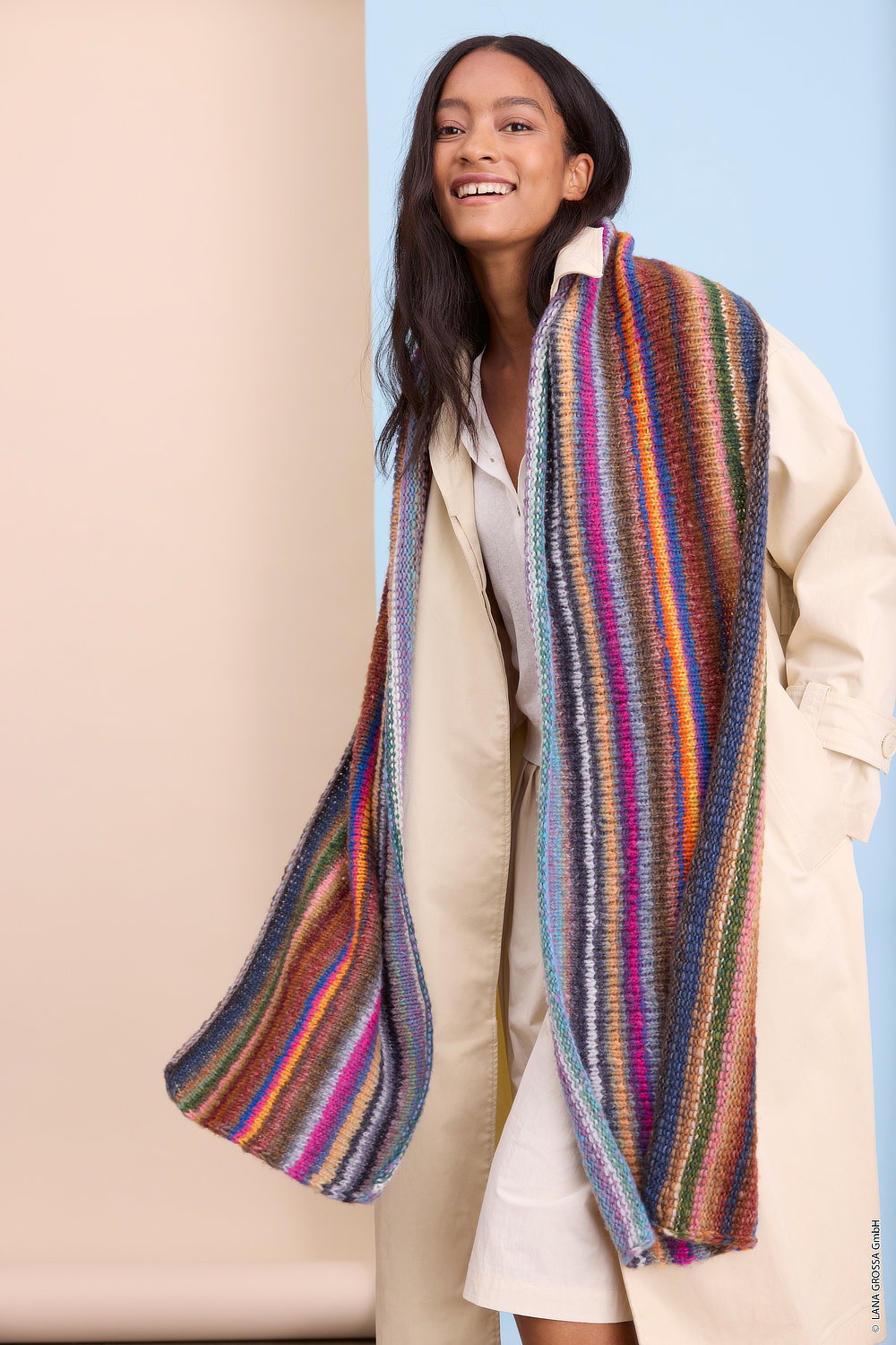 schal, strickschal, multicolor, weite schal, mantel