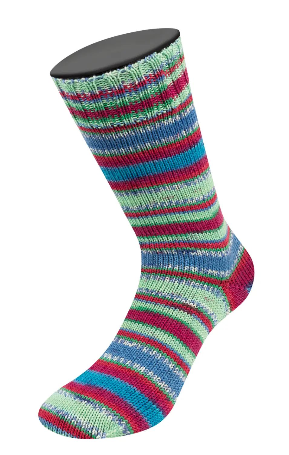 MEILENWEIT 100 MERINO EXTRAFINE  COCCOLE - 3801 Jadegrün/Smaragd/Azurblau/Weiß/Dunkelrot/Bordeaux gestreift - Lana Grossa