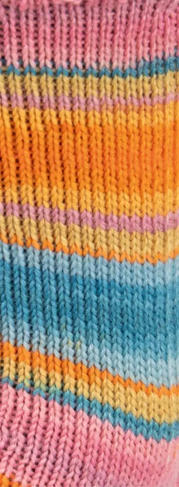 129 Rosa/Altrosa/Erika/Grüngelb/Gelb/Orange/Mint/Seegrün Gestreift
