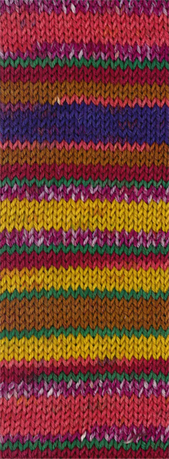 3804 Ocker/Grün/Senfgelb/Dunkel-/Hellrot/Fuchsia/Weiß gestreift