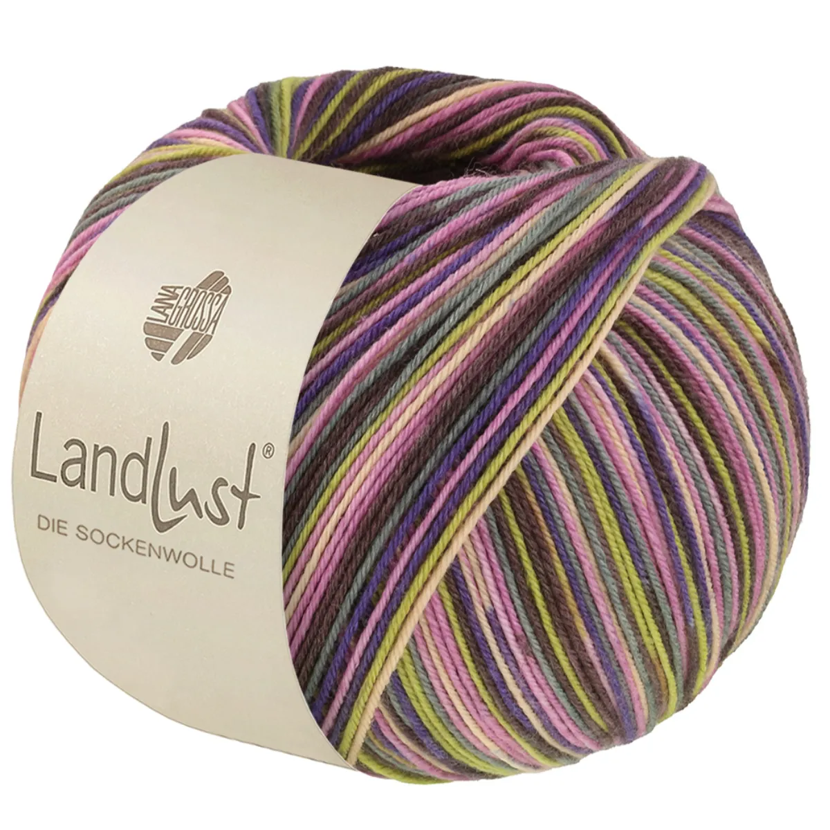 Landlust DIE SOCKENWOLLE SEIDE 100G - 361 Flieder/Mokka/Violett/Hellbeige/Pistazie/Resedagrün - Lana Grossa