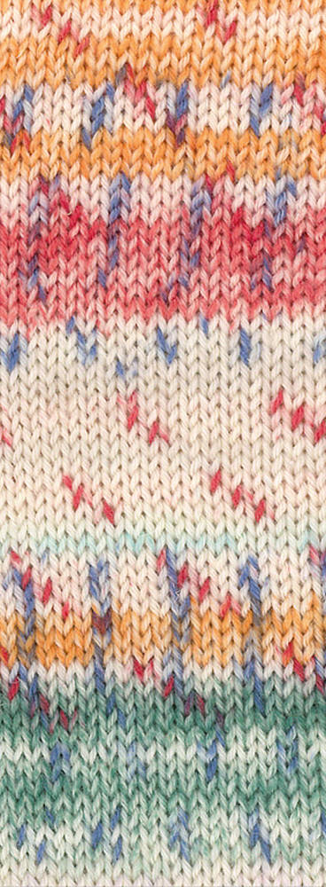 Landlust DIE SOCKENWOLLE 6-fach - 930 Pastellrosa/Mint/Orange/Graugrün/Graublau/Rot Gestreift/Gesprenkelt - Lana Grossa