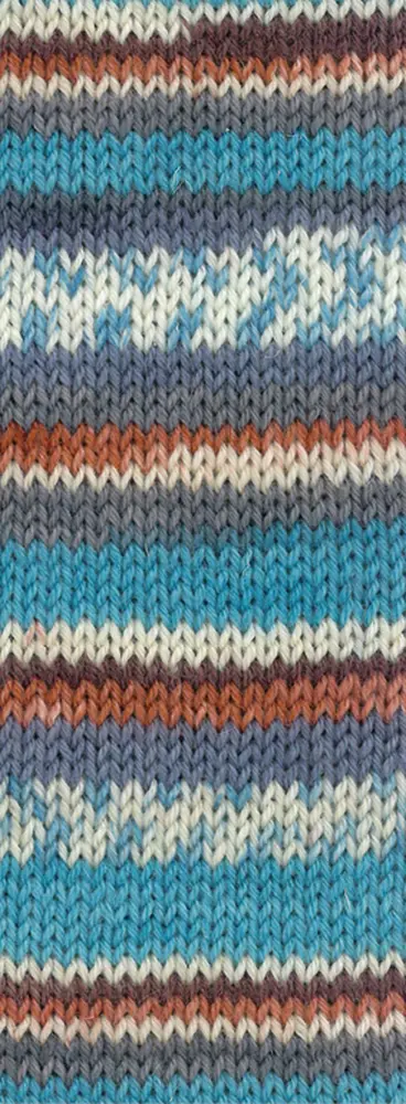 719 Grau/Türkisblau/Weiß/Dunkel-/Rehbraun Gestreift /mit Jacquard