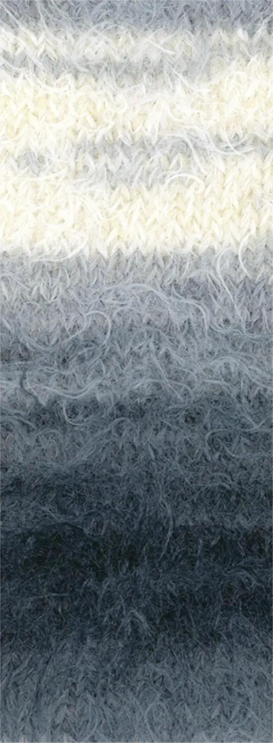 Lana Grossa Basta Mista aus 50% Schurwolle (Merino), 50% Polyamid in Farbe 109 Weiß/Hell-/Mittel-/Dunkelgrau/Anthrazit