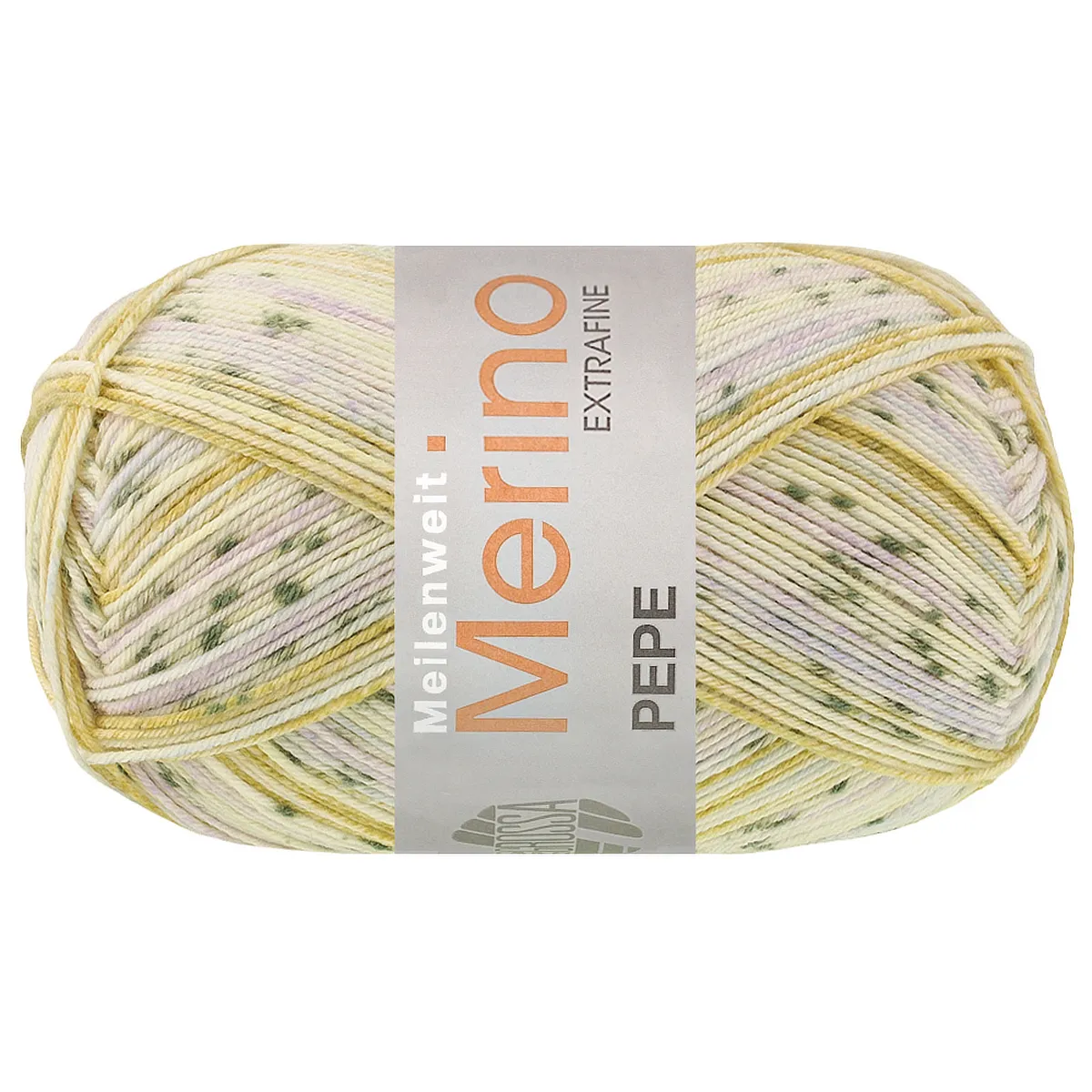 Meilenweit 100 MERINO Extrafine PEPE - 4141 Senf/Vanille/Weißgrün/Graugrün/Lila - Lana Grossa