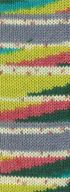 Lana Grossa Meilenweit 100 Seta Giaponne aus 55% Schurwolle (Merino), 25% Polyamid, 20% Seide in Farbe 3382 Türkisgrün/Ecru/Limette/Blaugrau/Altrosa/Tannengrün