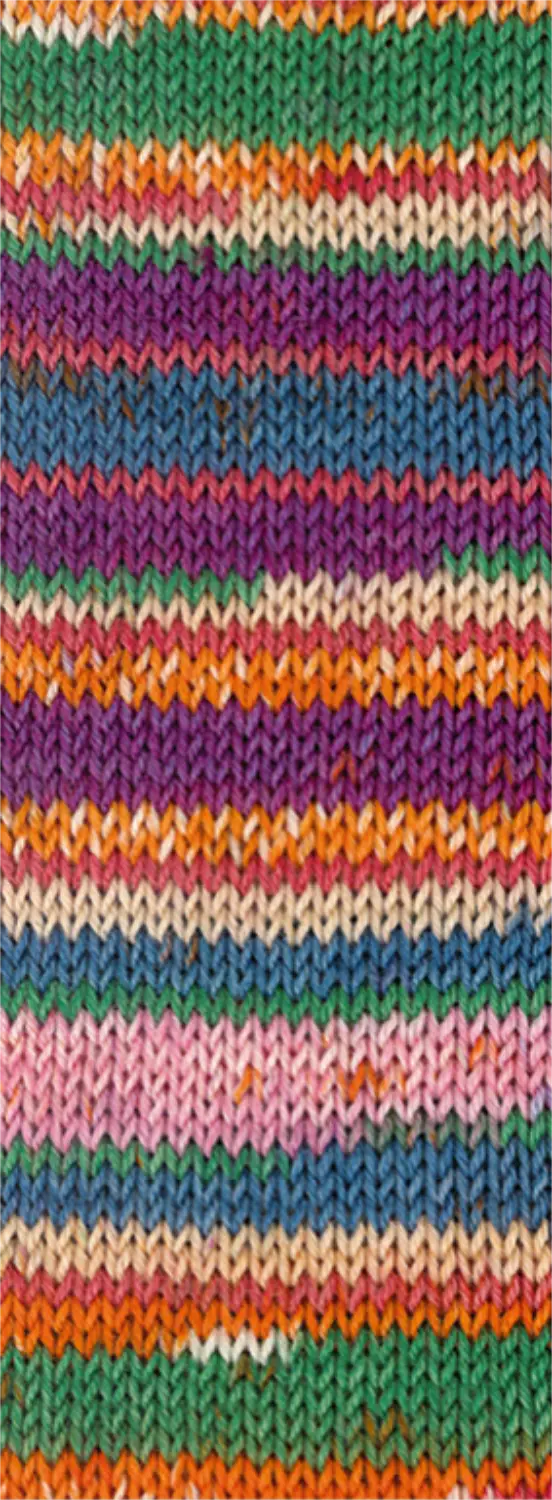 3806 Natur/Orange/Smaragd/Erika/Rotviolett/Weiß/Petrolblau/Rosa gestreift