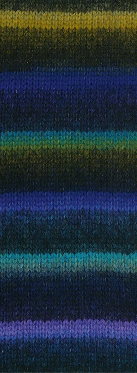 Lana Grossa Bomba aus 85% Schurwolle (Merino extrafein), 15% Polyamid in Farbe 006 Flaschen-/Opalgrün/Aubergine/Nachtblau/Dunkel-/Blaupetrol